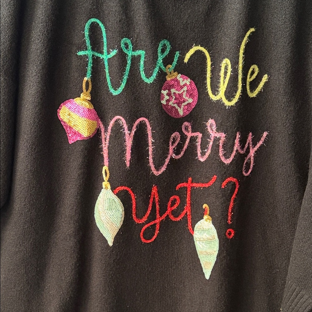 Torrid Black Sweater with Festive Embroidery